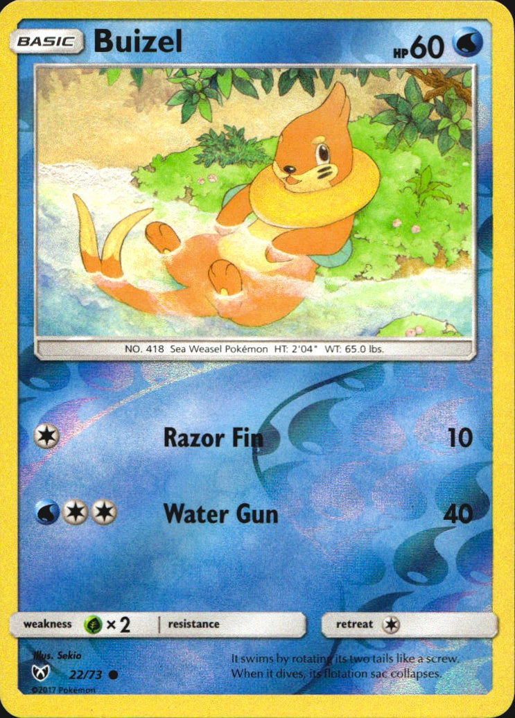 Buizel 22/73 Common Shining Legends Pokemon Reverse Holo Near Mint