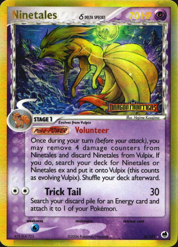 Ninetales 8/101 Holo Rare Dragon Frontiers Pokemon Reverse Holo Near Mint