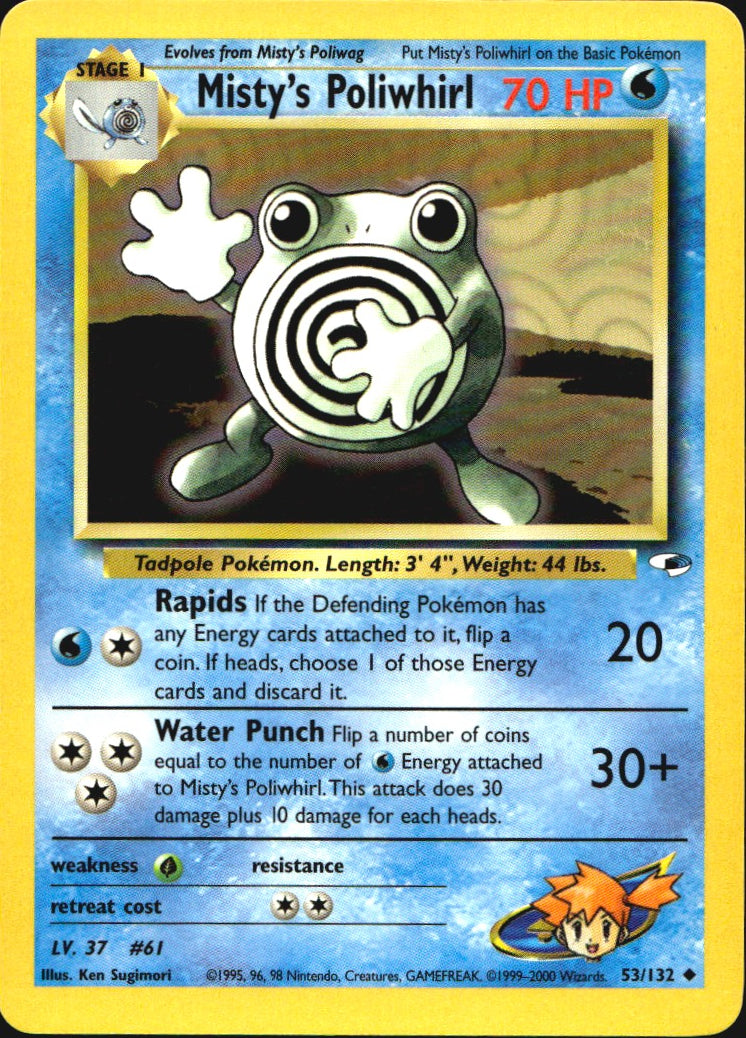 Misty's Poliwhirl 53/132 Uncommon Gym Heroes Pokemon Near Mint