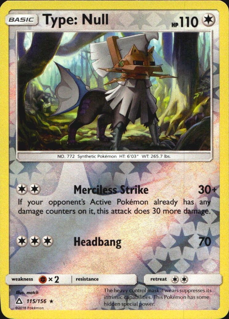 Type: Null 115/156 Rare Ultra Prism Pokemon Reverse Holo Near Mint
