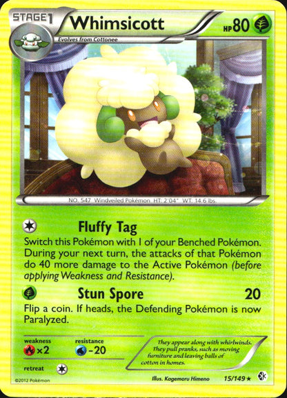 Whimsicott 15/149 Rare Boundaries Crossed Pokemon Near Mint