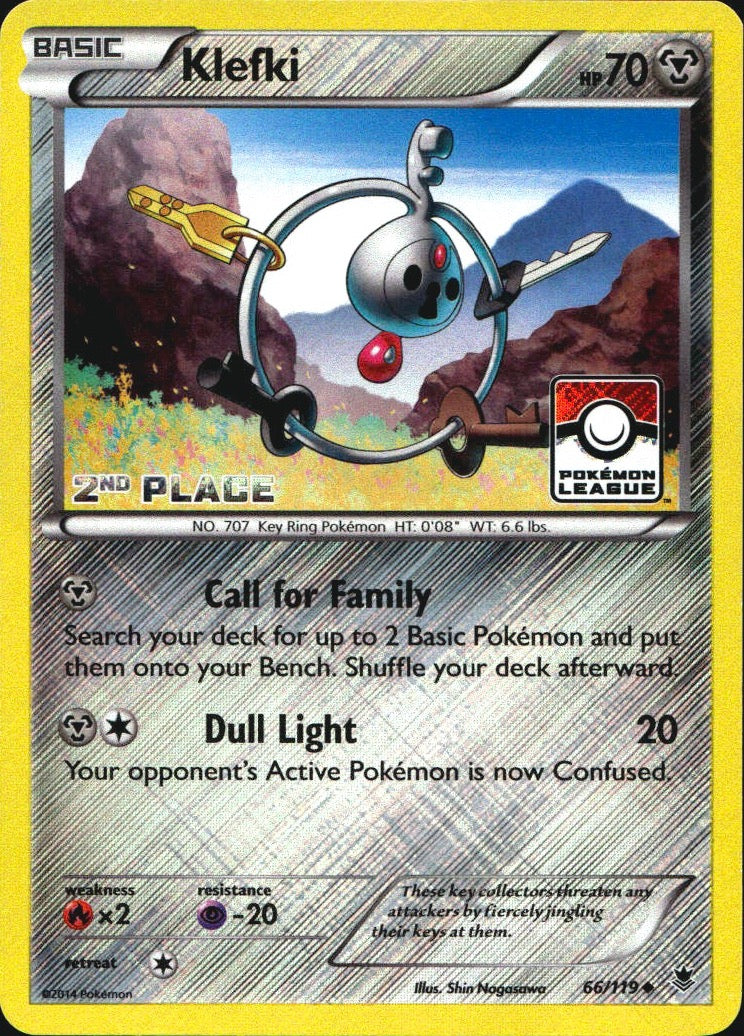Klefki 66/119 2nd Place Stamp Uncommon Phantom Forces Pokemon Near Mint
