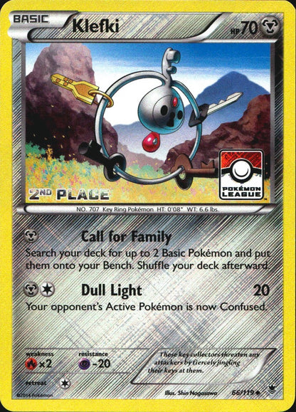 Klefki 66/119 2nd Place Stamp Uncommon Phantom Forces Pokemon Near Mint