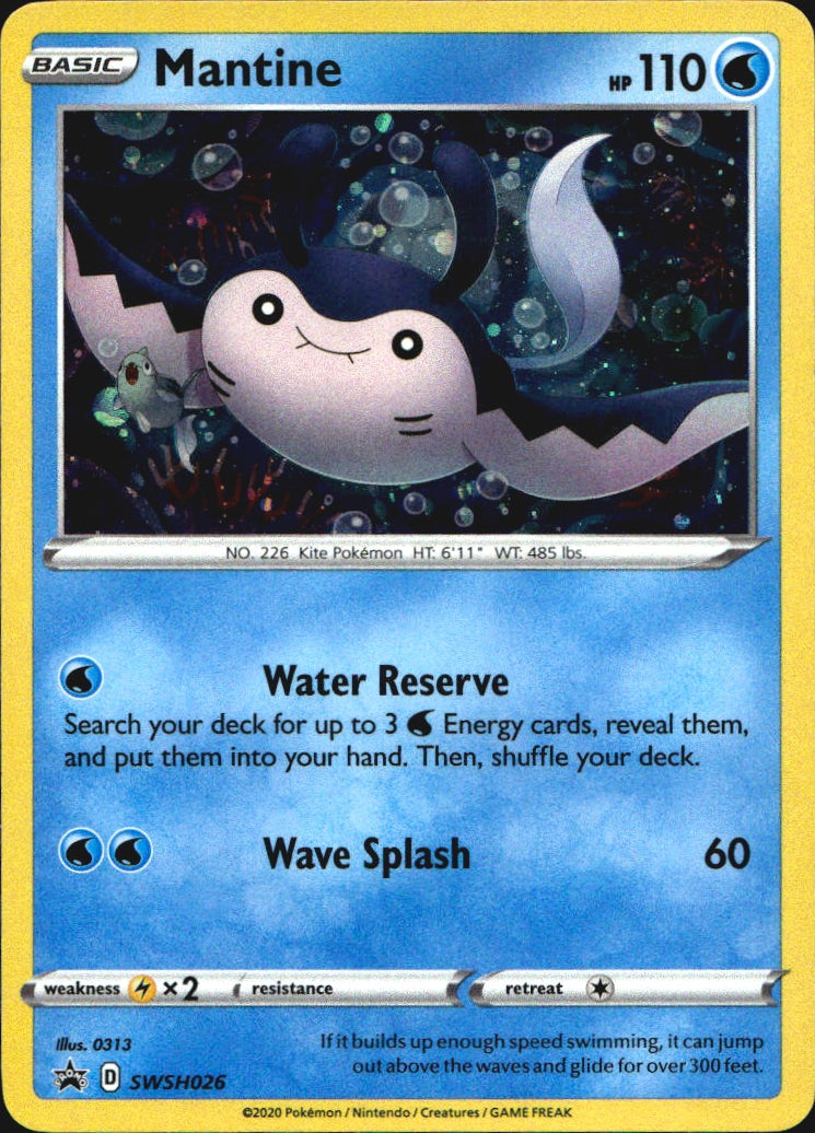 Mantine SWSH026 Promo SWSH Black Star Pokemon Near Mint