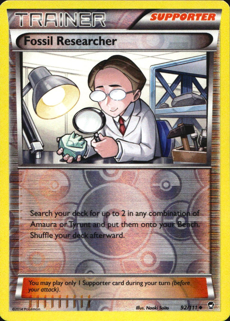 Fossil Researcher 92/111 Uncommon Furious Fists Pokemon Reverse Holo Near Mint