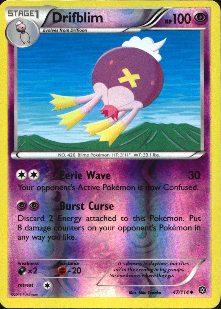 Drifblim 47/114 Uncommon Steam Siege Pokemon Reverse Holo Near Mint