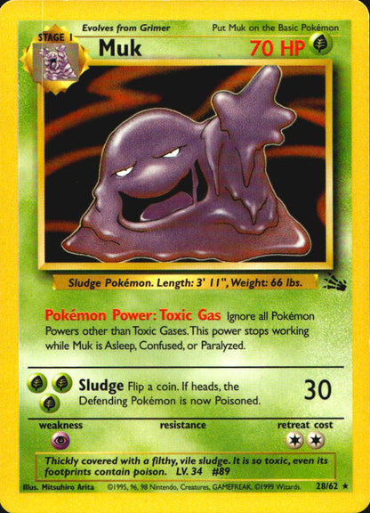 Muk 28/62 Rare Fossil Pokemon Near Mint