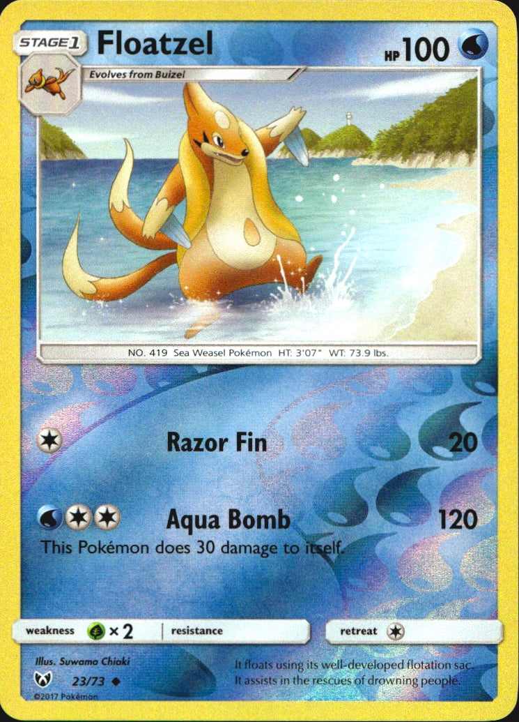 Floatzel 23/73 Uncommon Shining Legends Pokemon Reverse Holo Near Mint