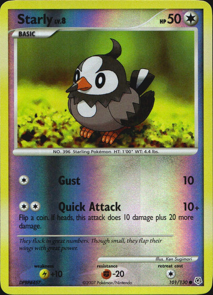 Starly 101/130 Common Diamond & Pearl Pokemon Reverse Holo Near Mint