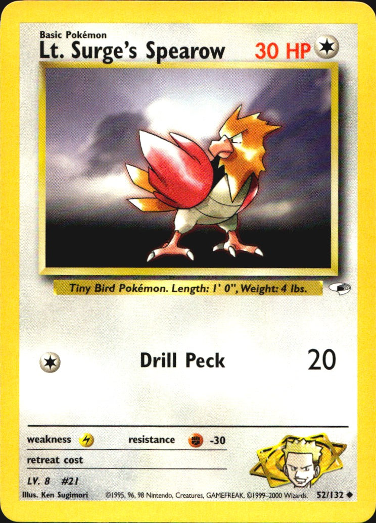 Lt. Surge's Spearow 52/132 Uncommon Gym Heroes Pokemon Near Mint