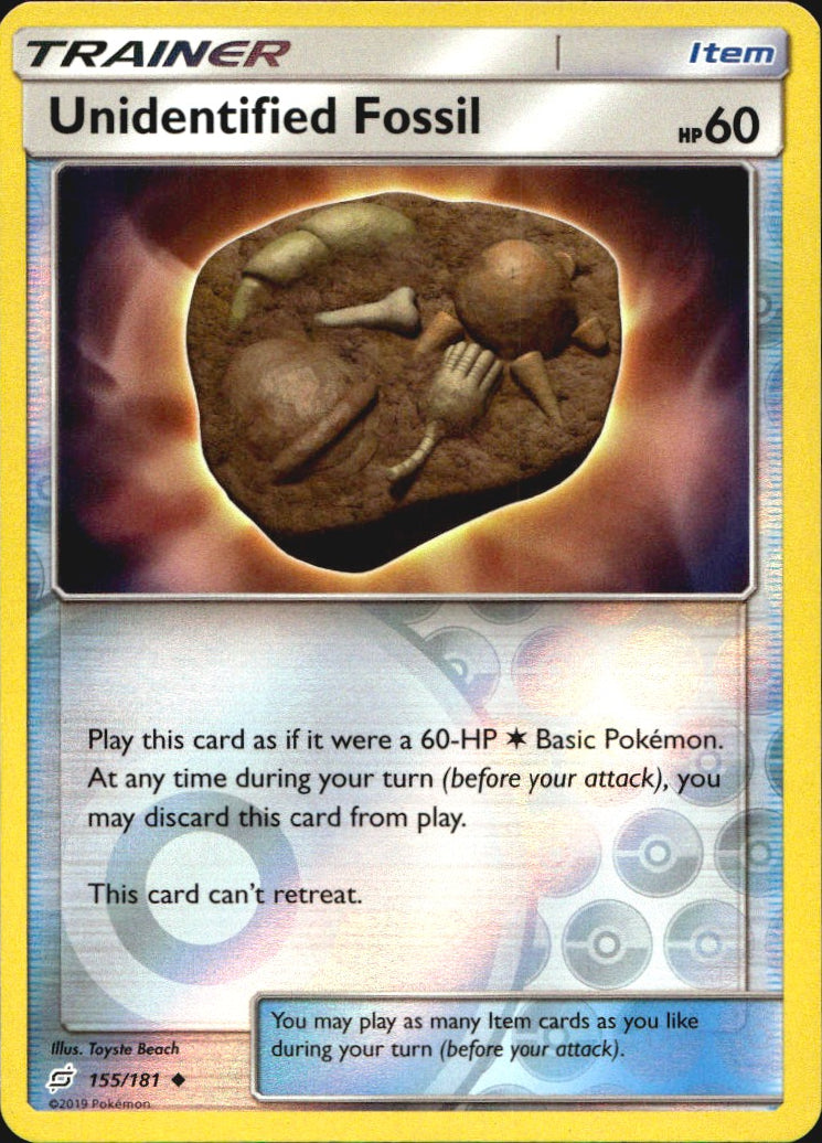 Unidentified Fossil 155/181 Uncommon Team Up Pokemon Reverse Holo Near Mint