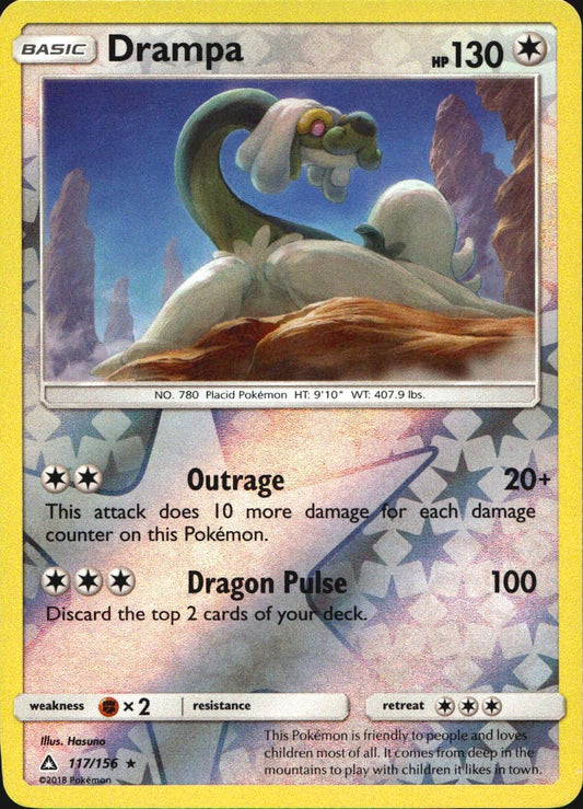 Drampa 117/156 Holo Rare Ultra Prism Pokemon Reverse Holo Near Mint