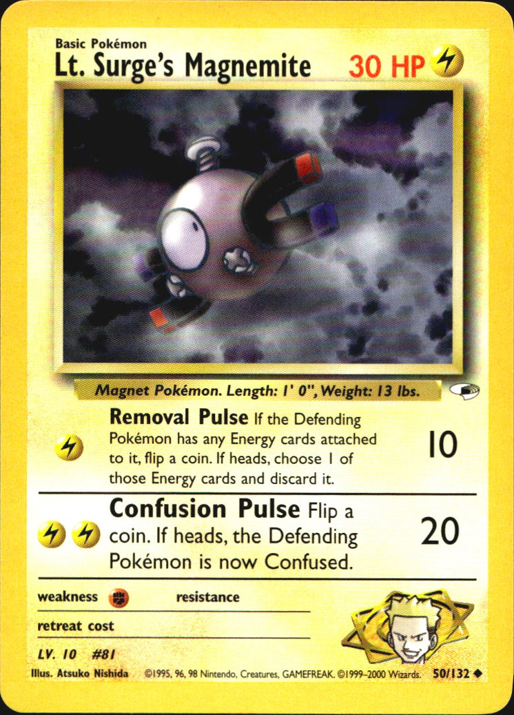 Lt. Surge's Magnemite 50/132 Uncommon Gym Heroes Pokemon Near Mint