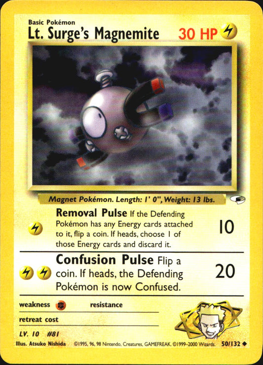 Lt. Surge's Magnemite 50/132 Uncommon Gym Heroes Pokemon Near Mint