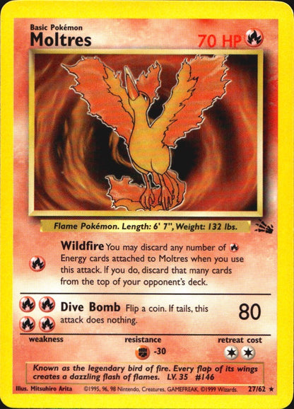 Moltres 27/62 Rare Fossil Pokemon Near Mint