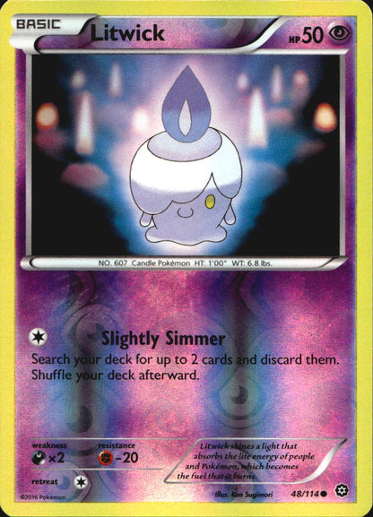 Litwick 48/114 Common Steam Siege Pokemon Reverse Holo Near Mint