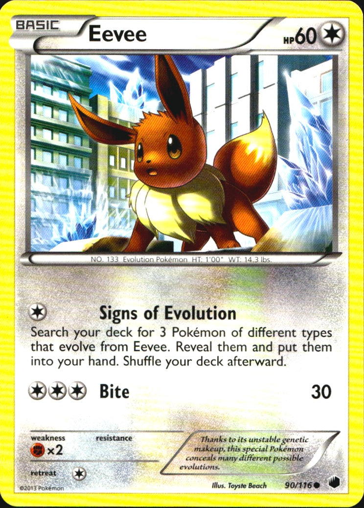 Eevee 90/116 Common Plasma Freeze Pokemon Near Mint