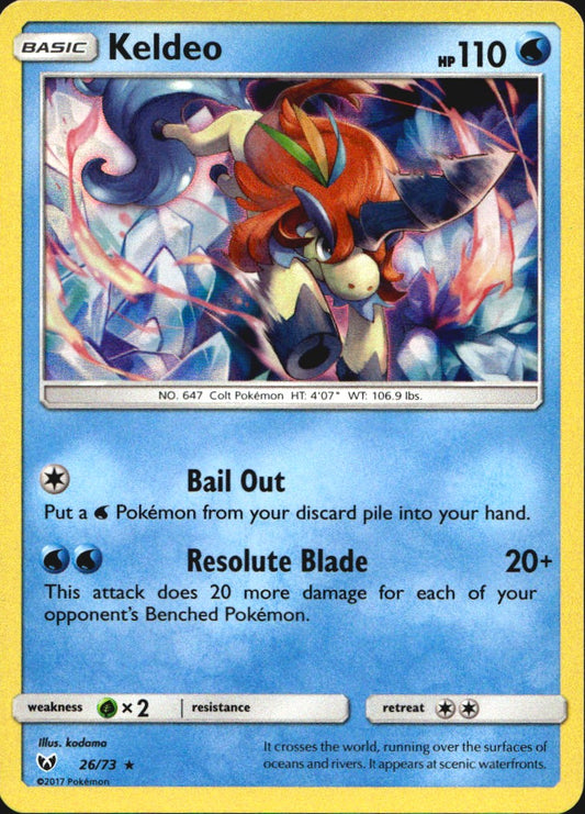 Keldeo 26/73 Holo Rare Shining Legends Pokemon Near Mint