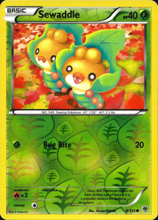 Sewaddle 8/135 Common Plasma Storm Pokemon Reverse Holo Near Mint
