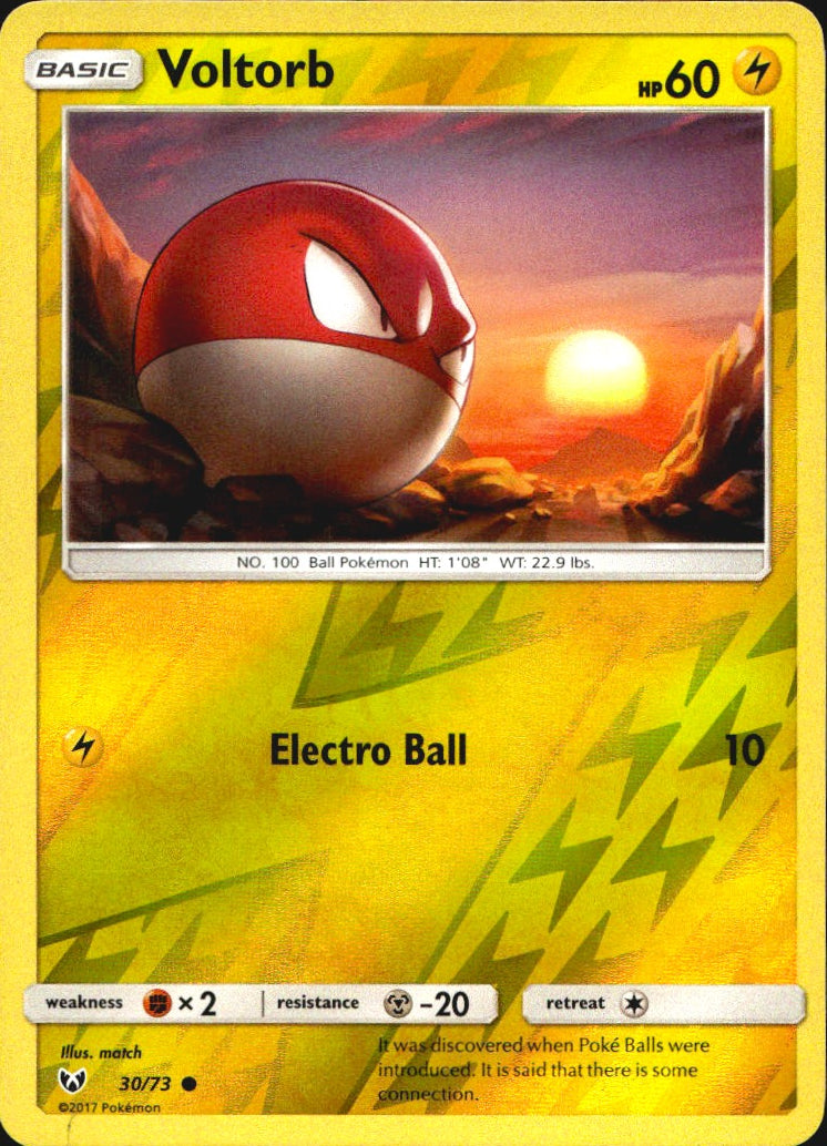 Voltorb 30/73 Common Shining Legends Pokemon Reverse Holo Near Mint