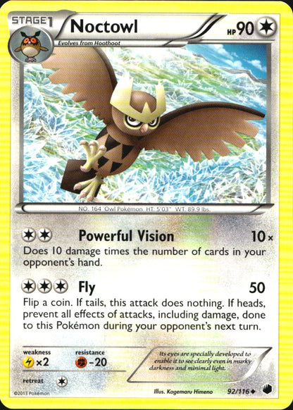 Noctowl 92/116 Uncommon Plasma Freeze Pokemon Near Mint
