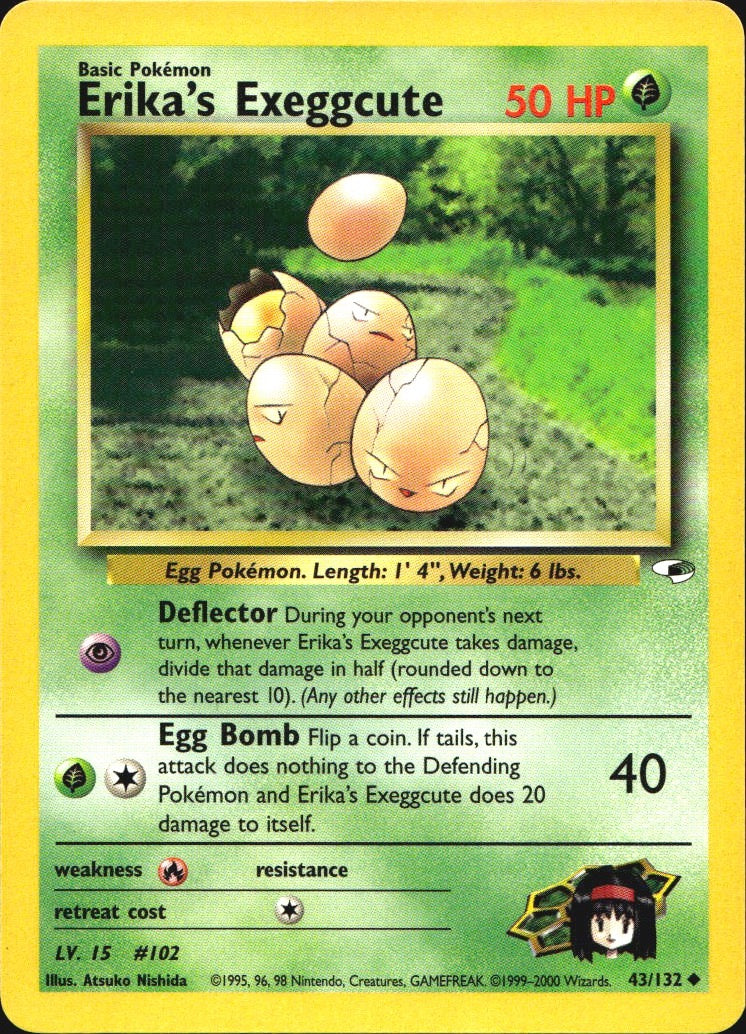 Erika's Exeggcute 43/132 Uncommon Gym Heroes Pokemon Near Mint