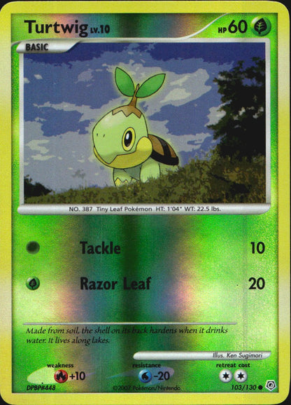 Turtwig 103/130 Common Diamond & Pearl Pokemon Reverse Holo Near Mint