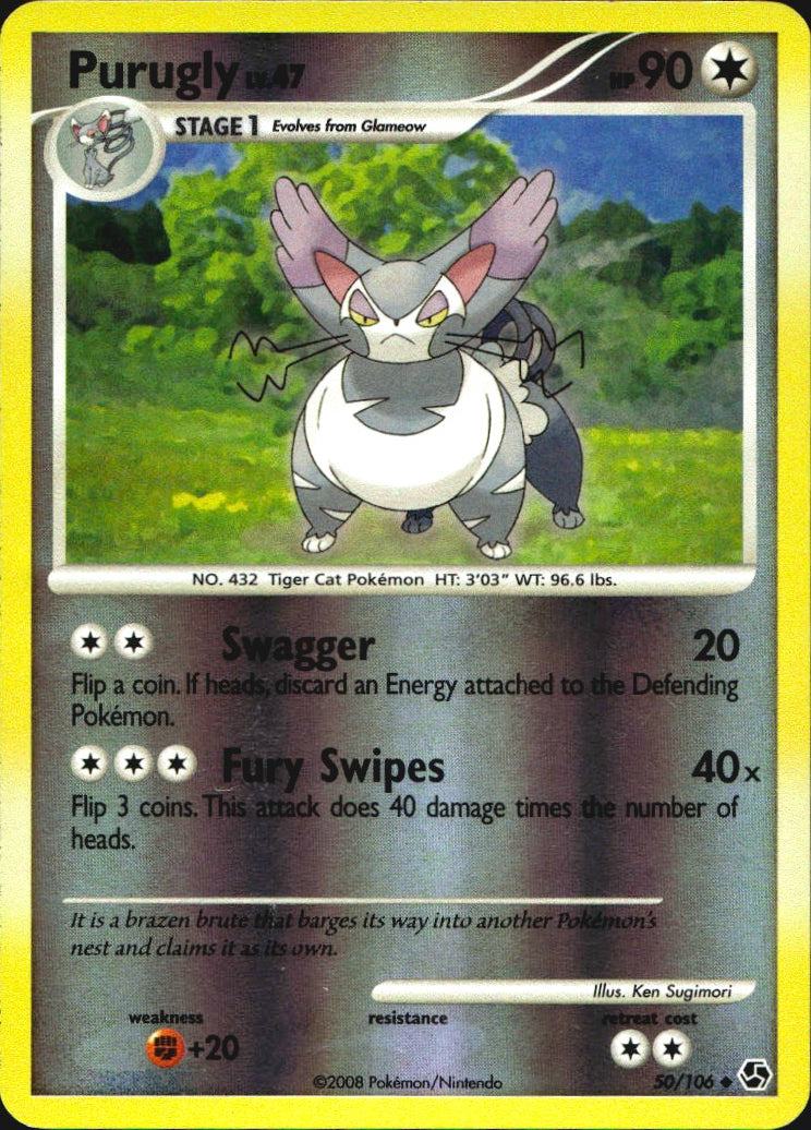 Purugly 50/106 Uncommon Great Encounters Pokemon Reverse Holo Near Mint
