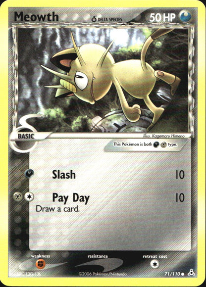 Meowth 71/110 Common Holon Phantoms Pokemon Near Mint