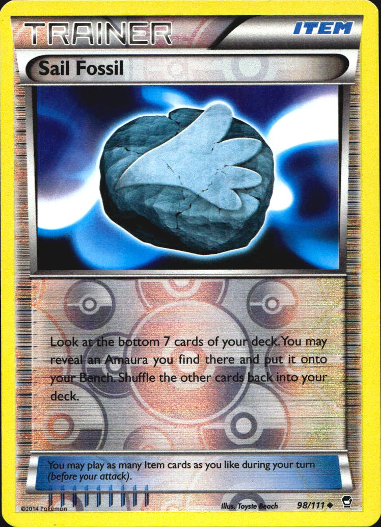 Sail Fossil 98/111 Uncommon Furious Fists Pokemon Reverse Holo Near Mint