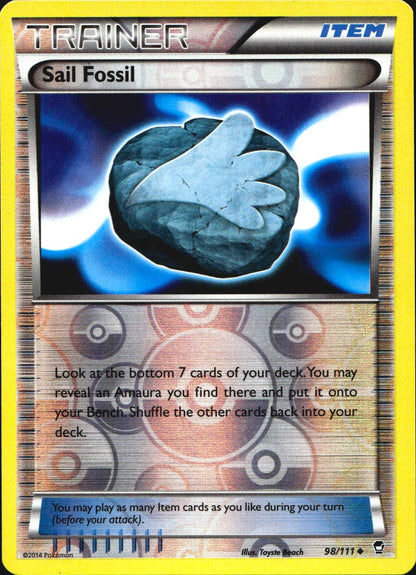Sail Fossil 98/111 Uncommon Furious Fists Pokemon Reverse Holo Near Mint