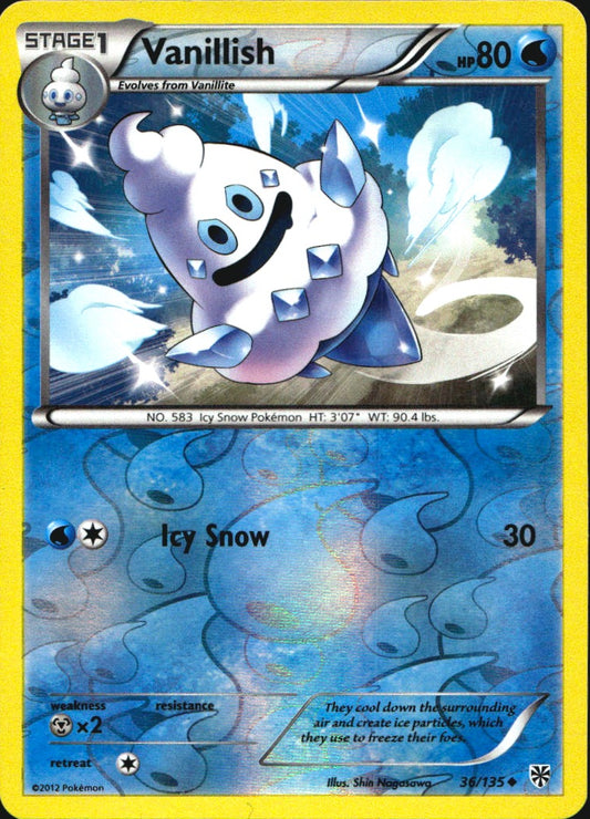 Vanillish 36/135 Uncommon Plasma Storm Pokemon Reverse Holo Near Mint