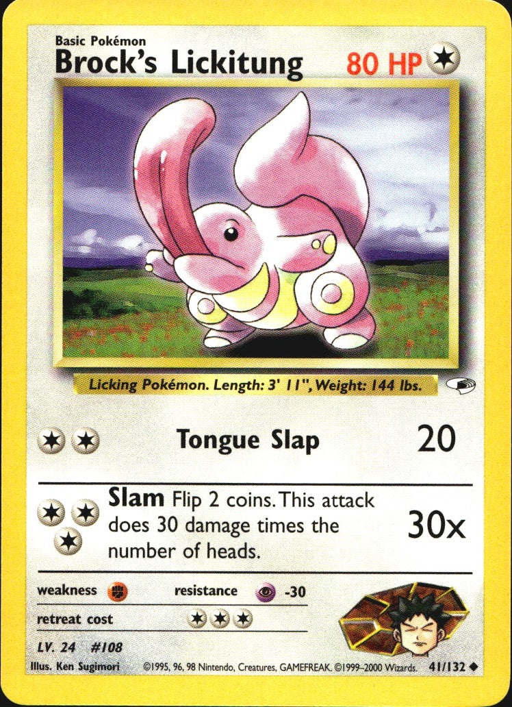 Brock's Lickitung 41/132 Uncommon Gym Heroes Pokemon Near Mint