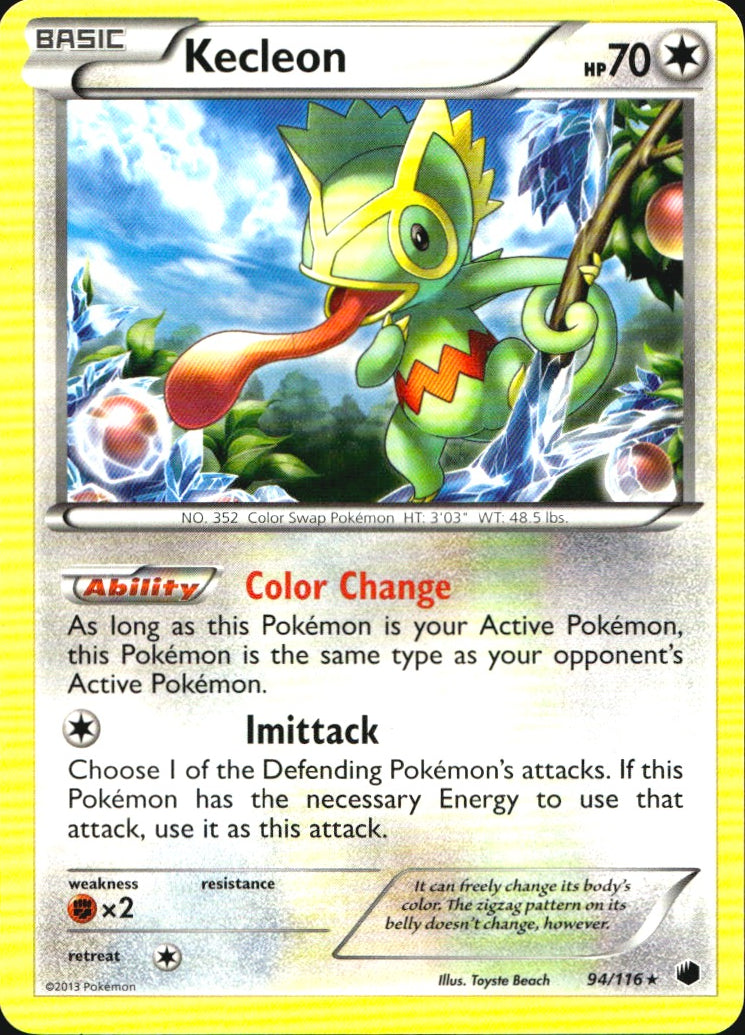 Kecleon 94/116 Rare Plasma Freeze Pokemon Near Mint
