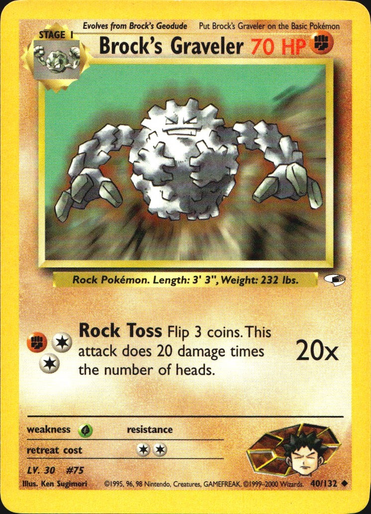 Brock's Graveler 40/132 Uncommon Gym Heroes Pokemon Near Mint