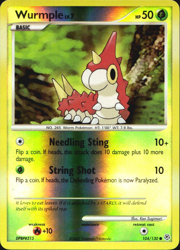Wurmple 104/130 Common Diamond & Pearl Pokemon Reverse Holo Near Mint