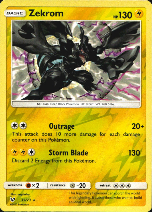 Zekrom 35/73 Holo Rare Shining Legends Pokemon Reverse Holo Near Mint