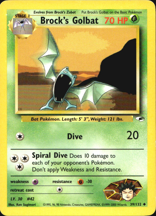 Brock's Golbat 39/132 Uncommon Gym Heroes Pokemon Near Mint