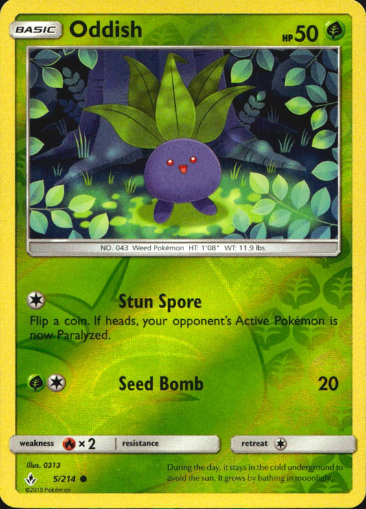 Oddish 5/214 Common Unbroken Bonds Pokemon Reverse Holo Near Mint