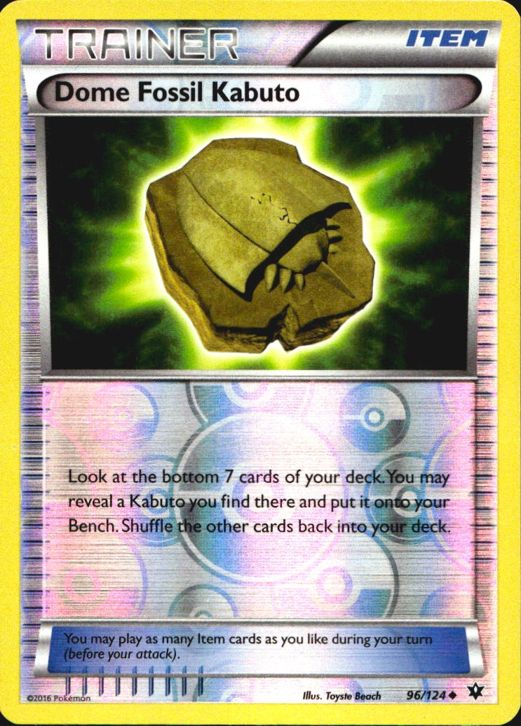 Dome Fossil Kabuto 96/124 Uncommon Fates Collide Pokemon Reverse Holo Near Mint