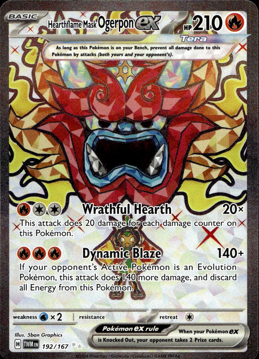 Hearthflame Mask Ogerpon ex 192/167 Ultra Rare Twilight Masquerade Pokemon NM