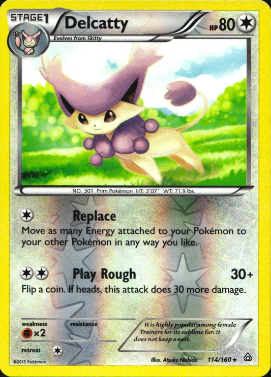 Delcatty 114/160 Rare Primal Clash Pokemon Reverse Holo Near Mint