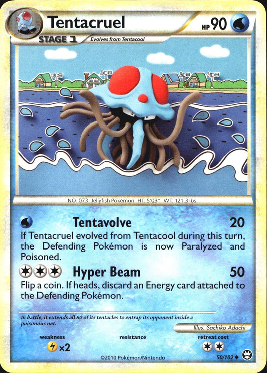 Tentacruel 50/102 Uncommon HGSS Triumphant Pokemon Near Mint