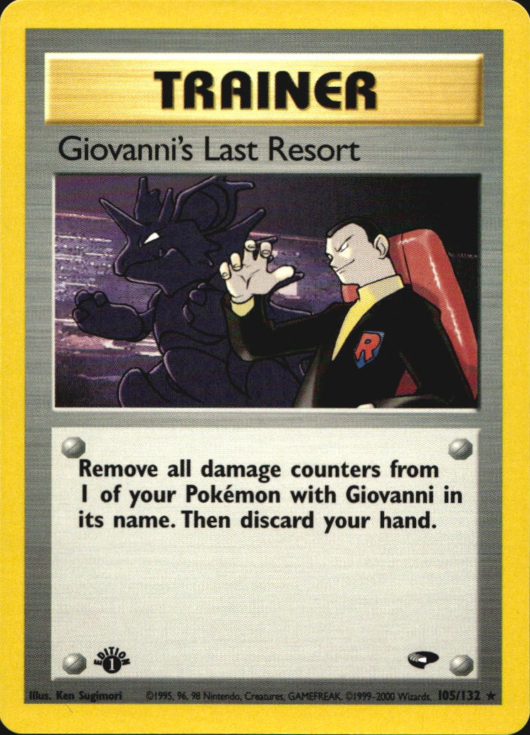 Giovanni's Last Resort 105/132 Rare Gym Challenge Pokemon 1st Edition Near Mint