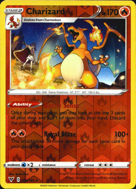 Charizard 025/185 Rare Vivid Voltage Pokemon Reverse Holo Near Mint