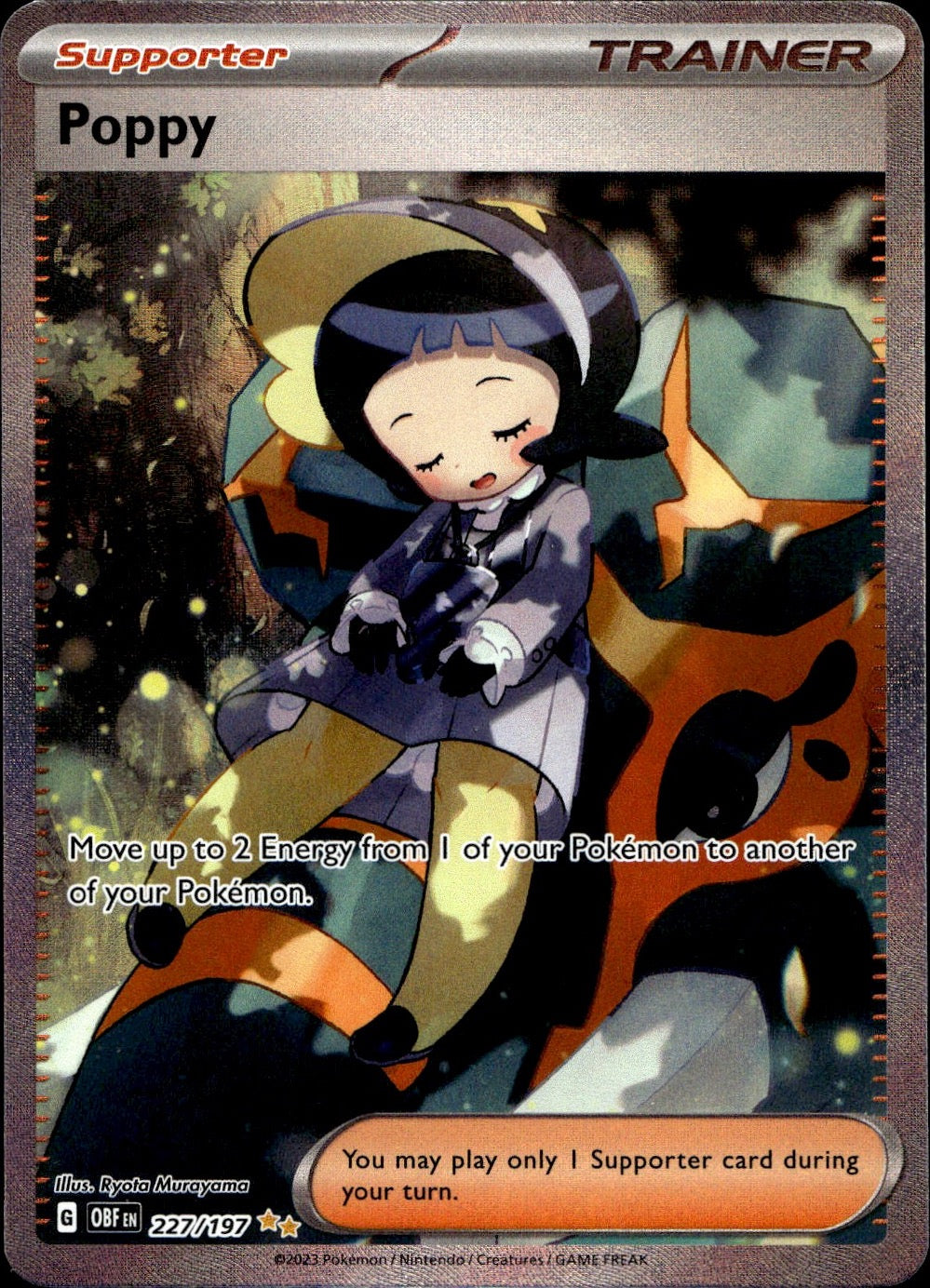 Poppy 227/197 Special Illustration Rare Obsidian Flames Pokemon Near Mint