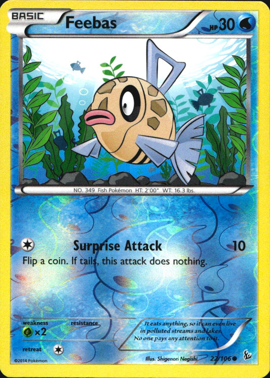 Feebas 22/106 Common Flashfire Pokemon Reverse Holo Near Mint