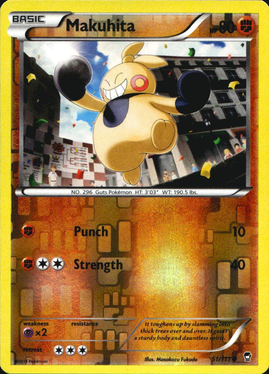 Makuhita 51/111 Common Furious Fists Pokemon Reverse Holo Near Mint