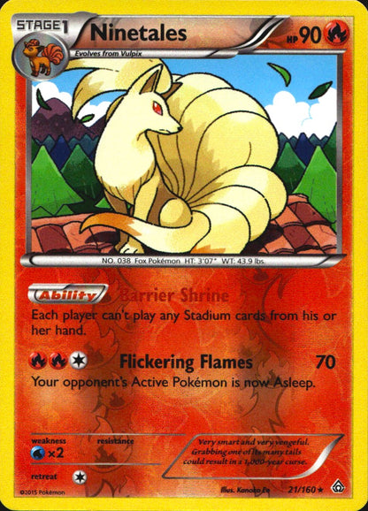 Ninetales 21/160 Rare Primal Clash Pokemon Reverse Holo Near Mint