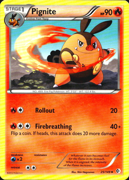 Pignite 25/149 Uncommon Boundaries Crossed Pokemon Near Mint